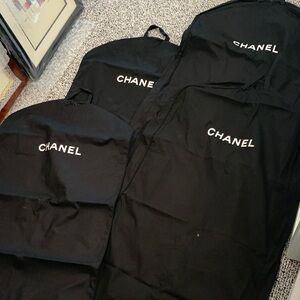CHANEL Black Garment Bags with White Logo - Multiple Sizes. Set of 4